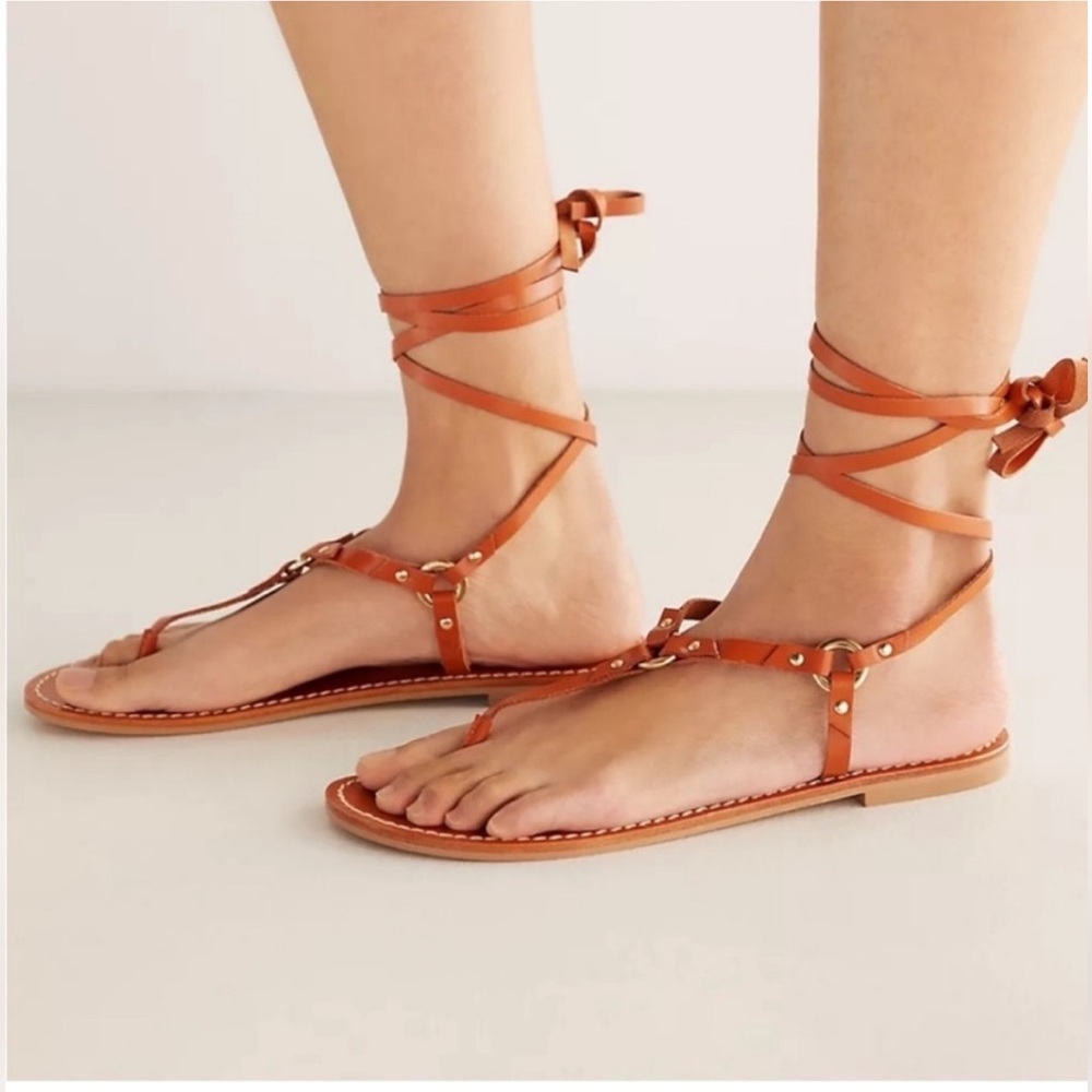 NWT Anthropologie Pilcro Leather Harness Tie Up Gladiator Bohemian Sandals